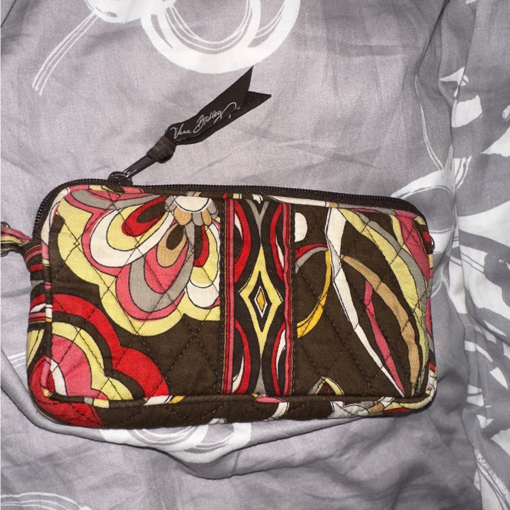Vera Bradley Zip Top Convertible Wristlet Purse in Retired Puccini Fabric GUC